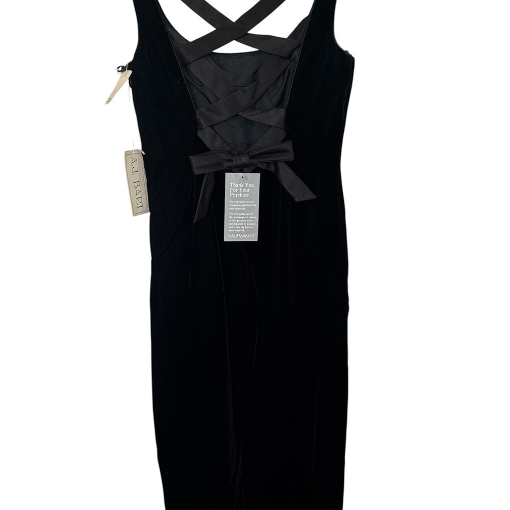 AJ A.J BARI black velvet sleeveless Dress Gown size 10, side slit - Picture 4 of 7